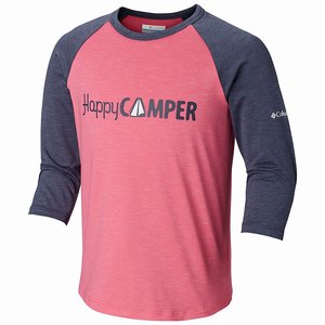 Columbia Outdoor EleHerrts™ 3/4 Sleeve Skjorta Flickor Rosa/Marinblå (LQZPN4859)